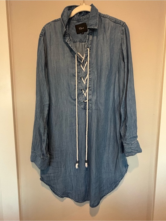 Rails Dresses & Skirts - Rails Light Blue Denim Lace-Up Tunic Dress